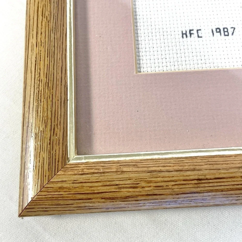 Vintage 1987 1 Corinthians 13:4-7 Cross Stitch Framed Scripture Wall Art